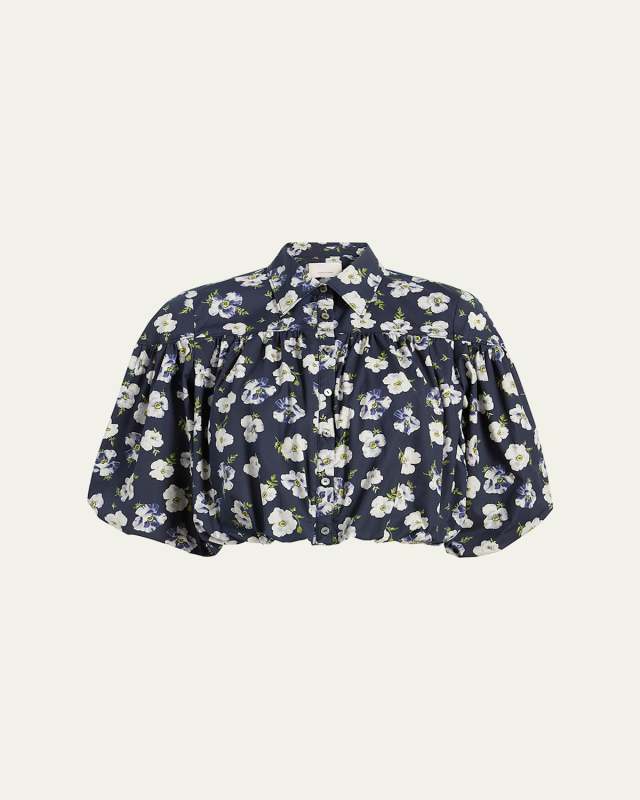 Elysa Tossed Poppies Crop Top